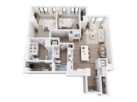 Floor plan for 2 beds, 2 baths, 1028 sqft